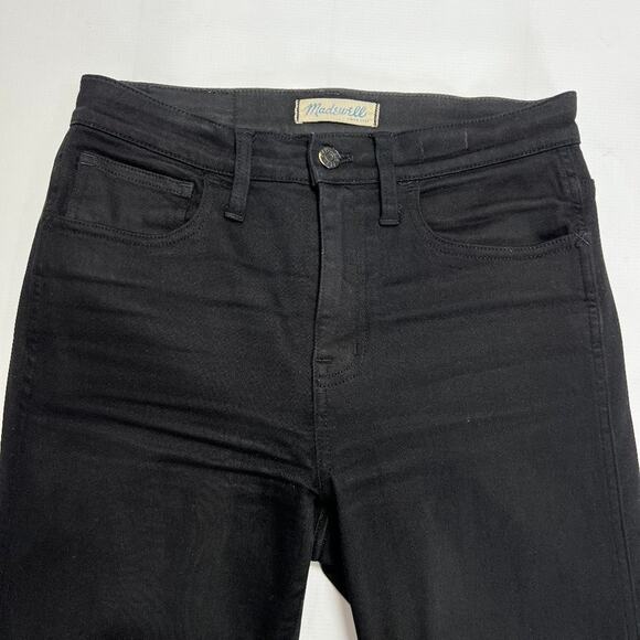 Madewell 10” High Riser Skinny Jeans SIZE 26 Black Distressed Raw Hem - Picture 7 of 10